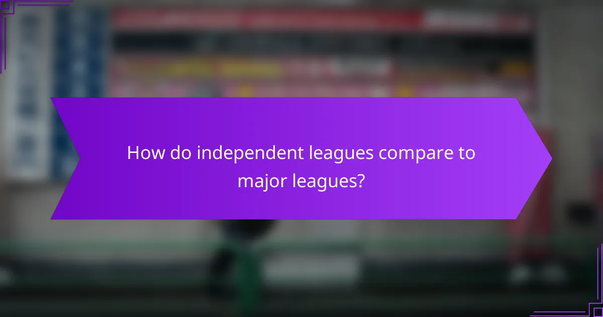 How do independent leagues compare to major leagues?
