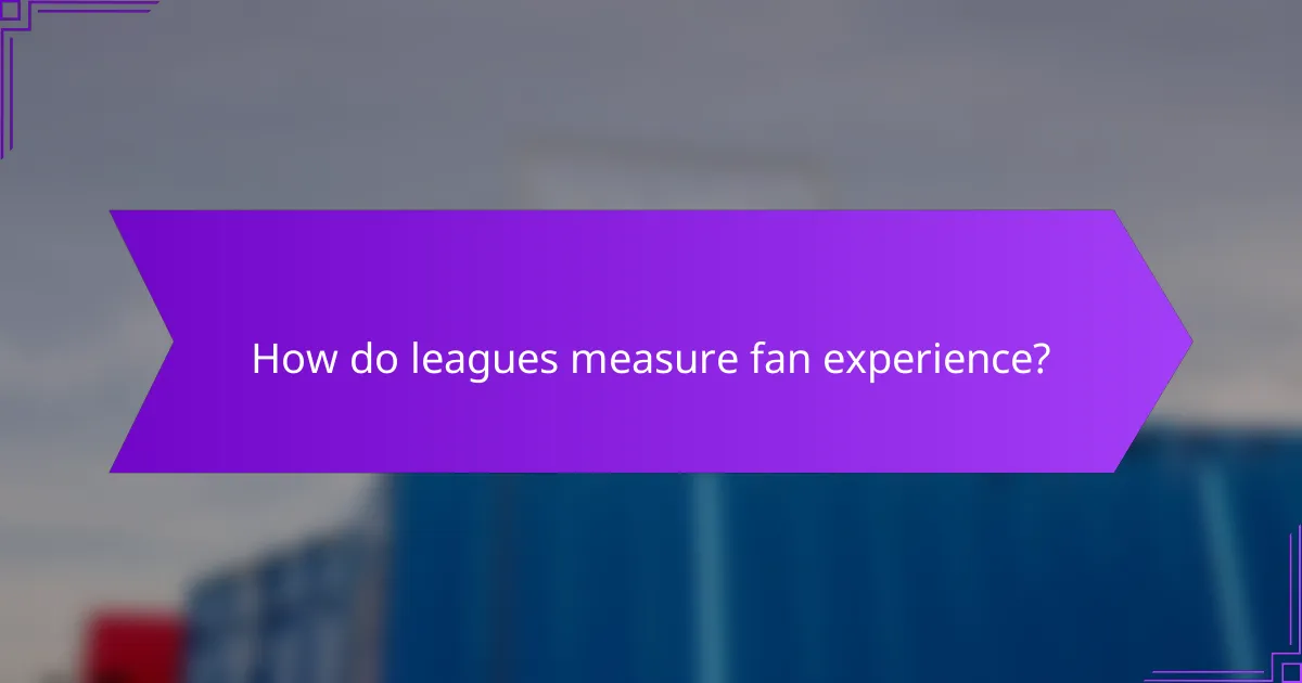 How do leagues measure fan experience?