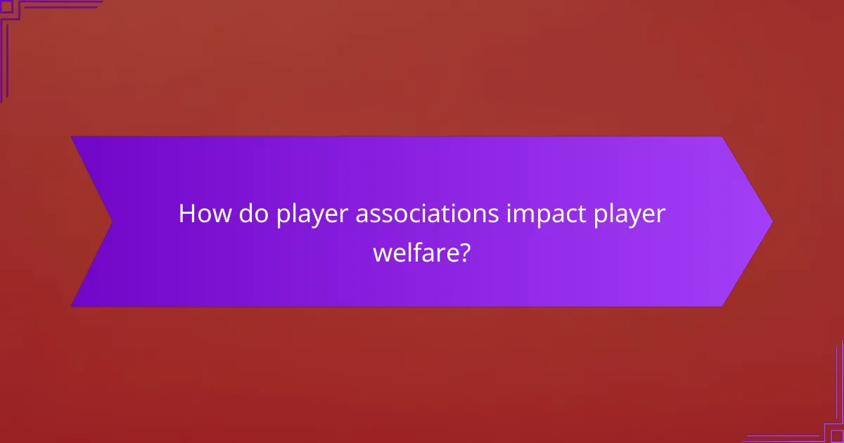 How do player associations impact player welfare?