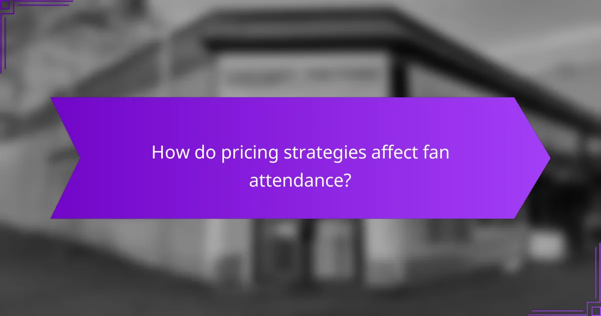 How do pricing strategies affect fan attendance?