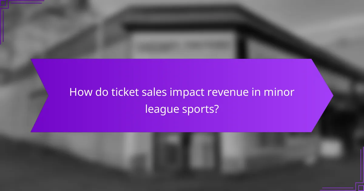 How do ticket sales impact revenue in minor league sports?