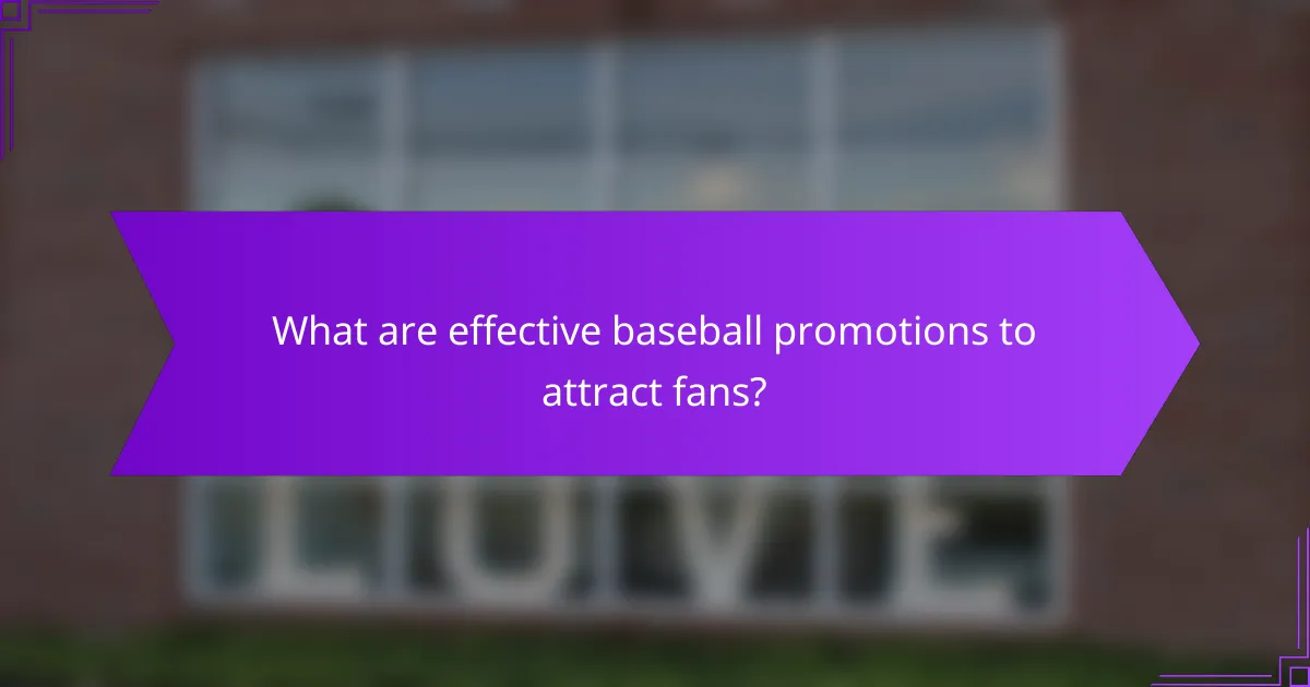 What are effective baseball promotions to attract fans?