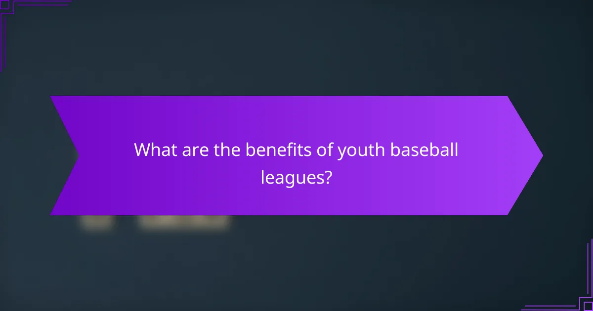 What are the benefits of youth baseball leagues?