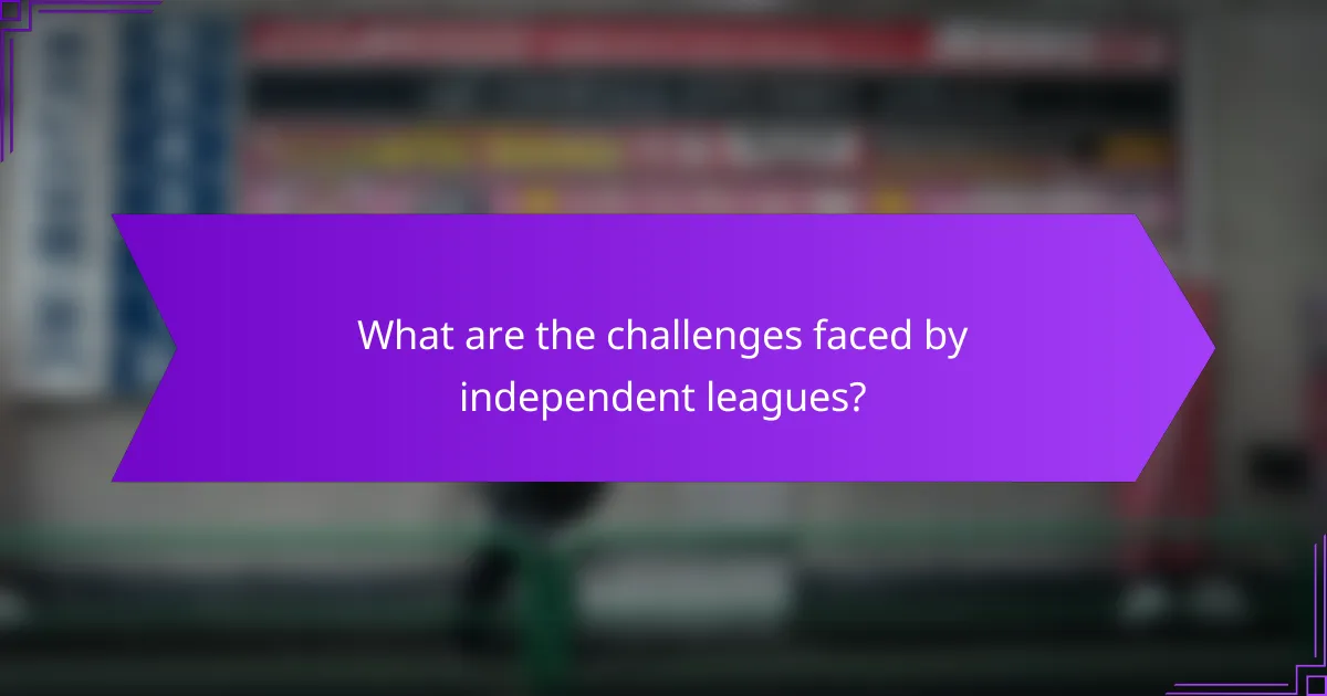 What are the challenges faced by independent leagues?