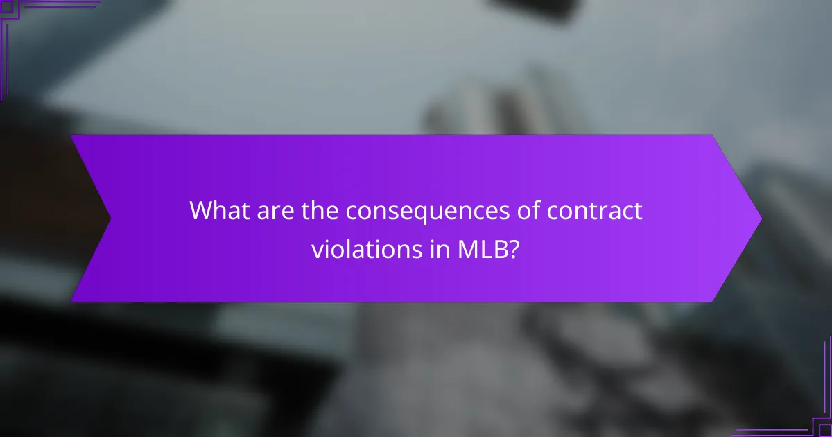 What are the consequences of contract violations in MLB?