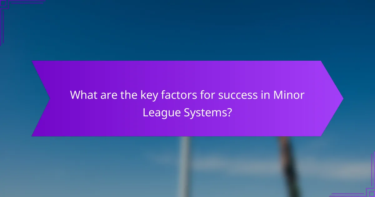 What are the key factors for success in Minor League Systems?