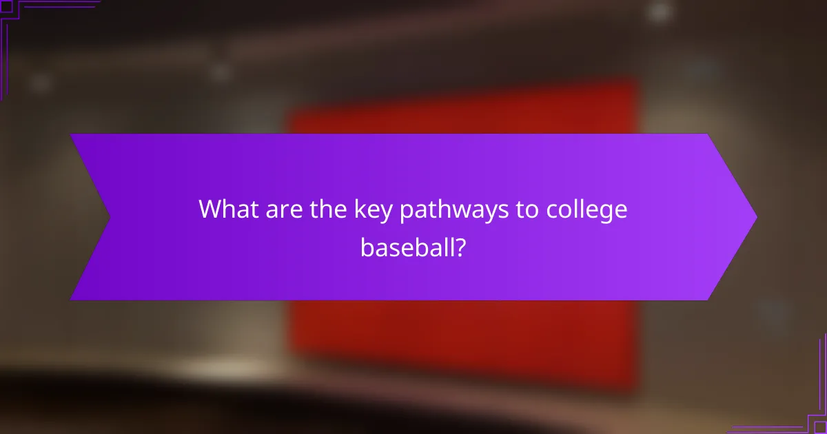What are the key pathways to college baseball?