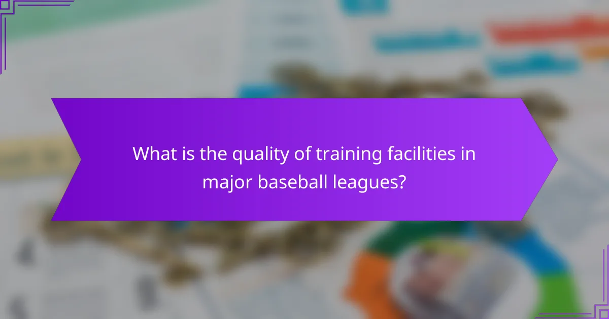 What is the quality of training facilities in major baseball leagues?